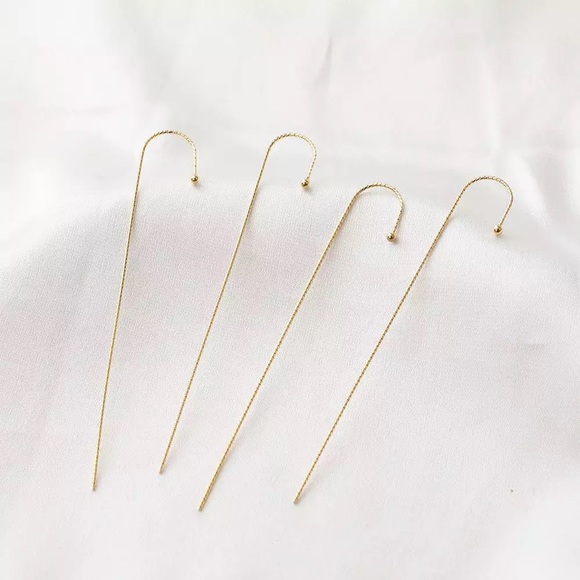 Ear Needle Wrap Crawler Hook Surround Auricle Stud Copper Piercing gold earring - Picture 2 of 9